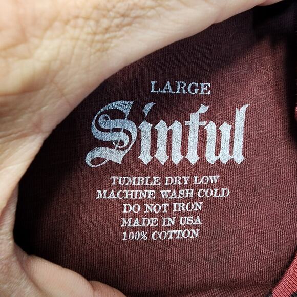 Sinful Affliction Womens Top Large Burgundy Glitter Fleur De Lis Grunge 90s Y2k - Picture 3 of 9